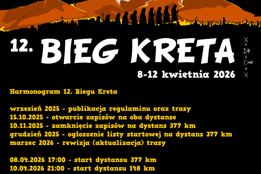 Terminarz zapisów i startów 12. Biegu Kreta 2026