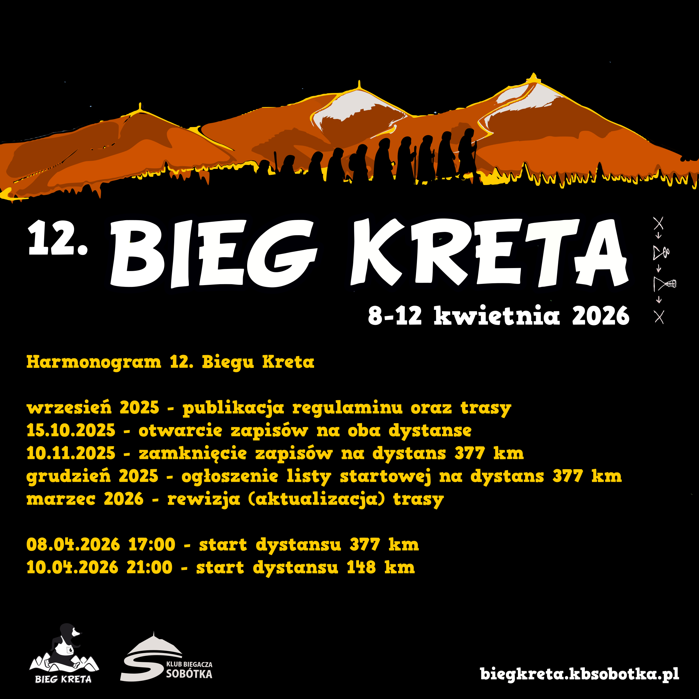 Terminarz zapisów i startów 12. Biegu Kreta 2026